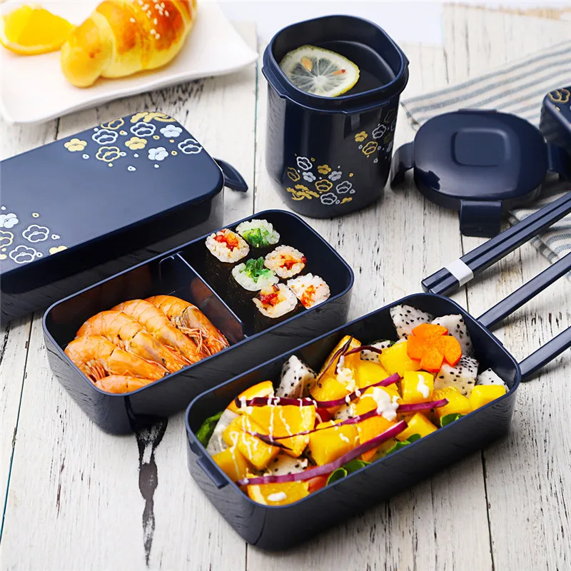 ONEISALL Bento набор Ланч-бокс палочки ложки и суповые банки посуда двухслойная