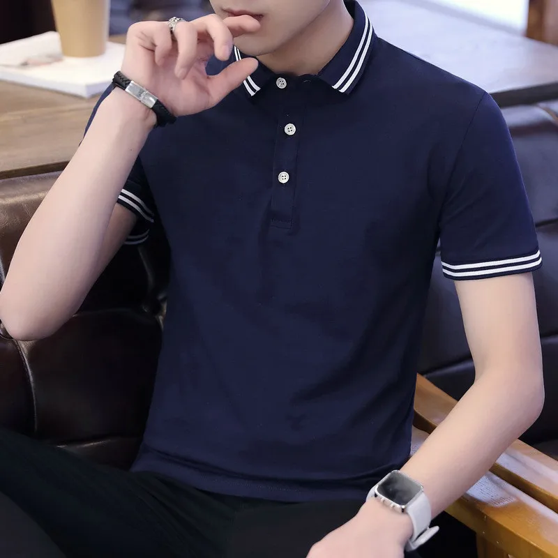 

7411-Short-sleeved T-shirt men's thin summer round neck half-sleeved top