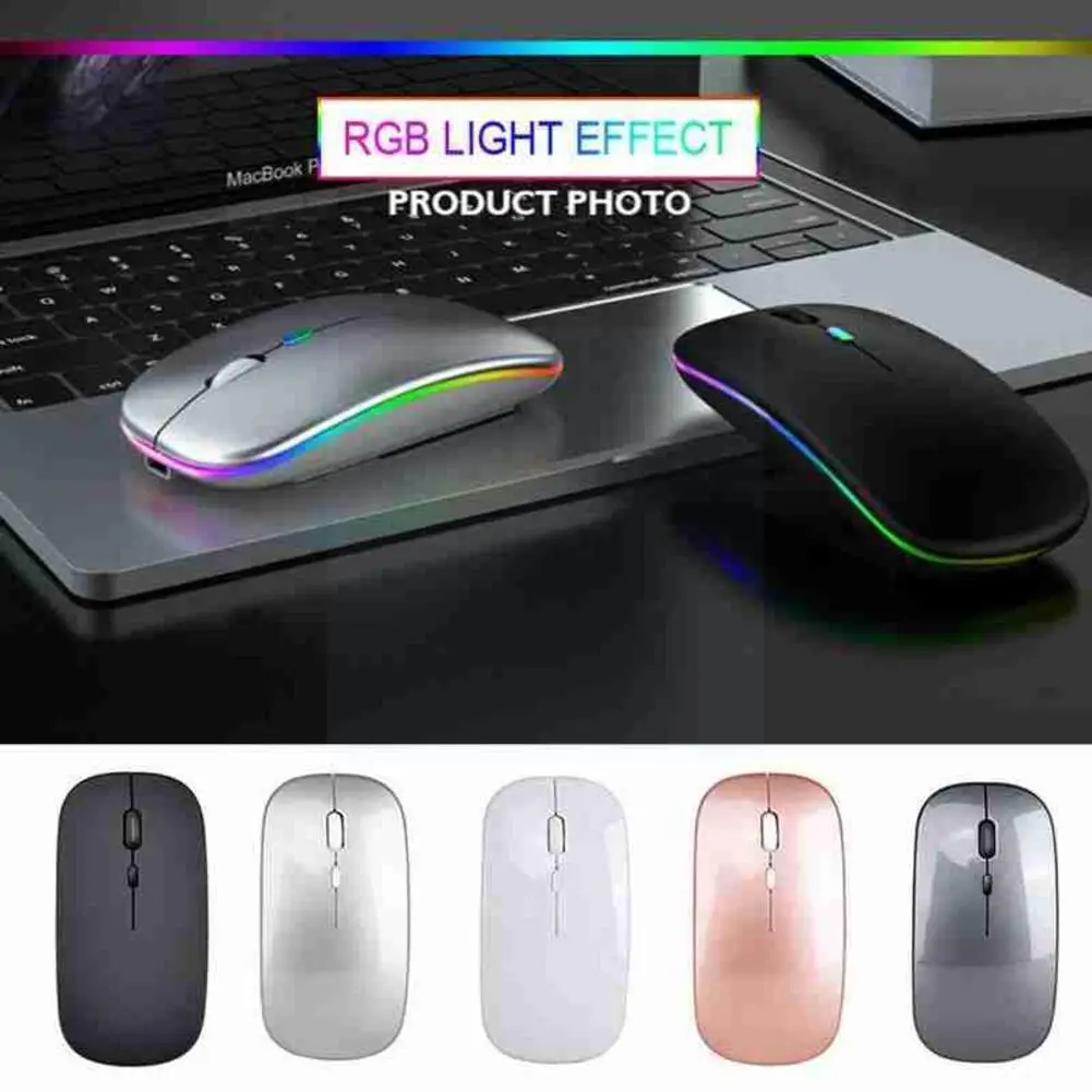 

Wireless Bluetooth-compatible rechargeable silent light mouse laptop emitting For PC USB connection suitable I8W9