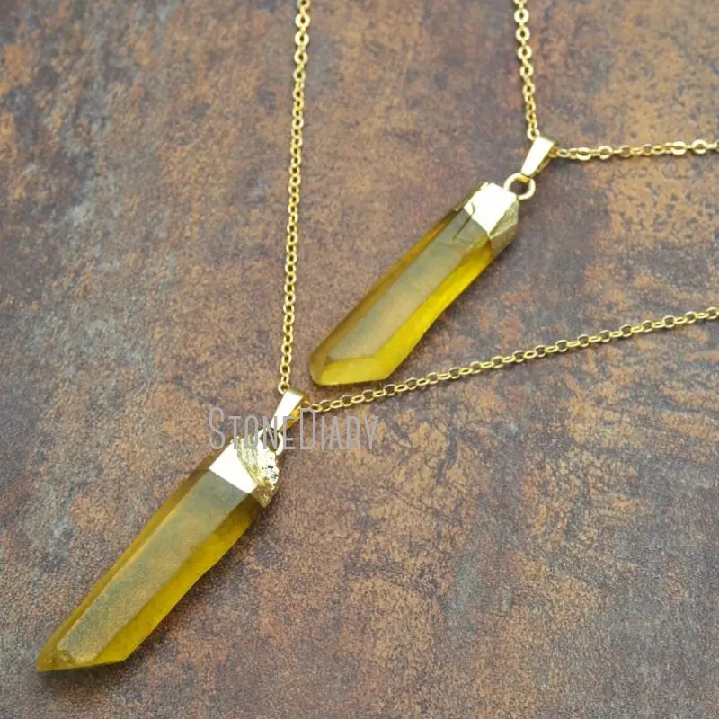 Ожерелье из кварца NM11574 с желтым прозрачным кристаллом свадебные ювелирные