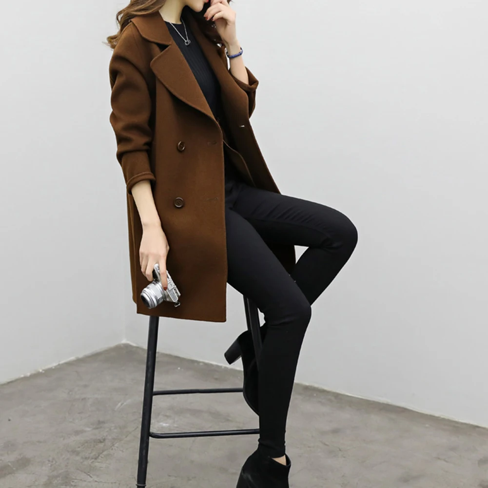 Двубортный женский свободный костюм с длинным рукавом пальто куртка женские