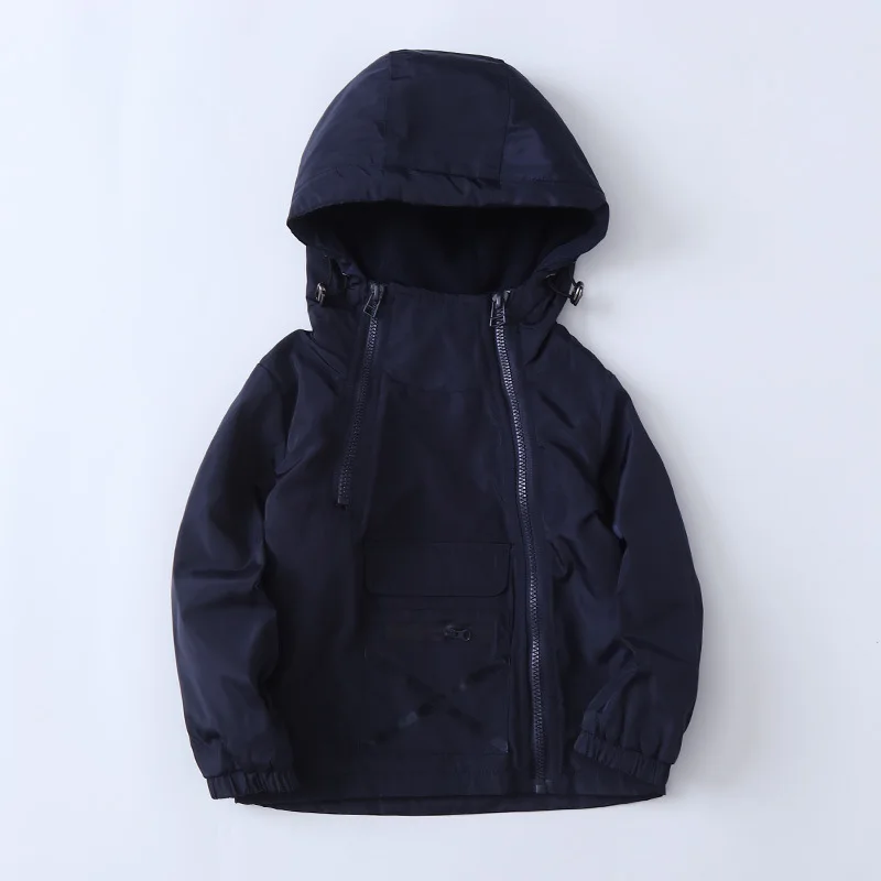 IYEAL/Детская ветрозащитная куртка с капюшоном для мальчиков пальто на флисовой