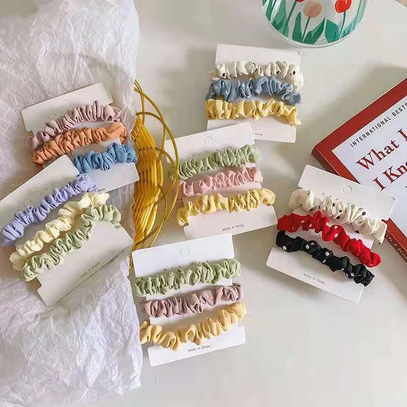 

3Pcs New Scrunchies Elastic Hair Bands Dot Scrunchie Fashion Headband For Women Girl Ponytail Holder Hair Accessories Headwear