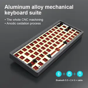 ajazz ac064 rgb hot swappable mechanical keyboard customized kit fully assmbled bt5 0 2 4g type c pcba switch cnc plate case free global shipping