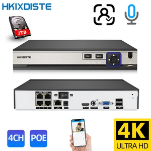 4ch 8mp motion detection poe nvr 4k netwerk video recorder nvr voor poe ip camera p2p cloud functie plug en spelen email alert free global shipping