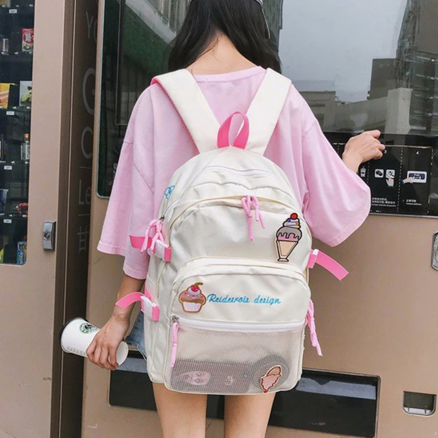 Harajuku женский рюкзак большой емкости школьные сумки для подростков девочек красивый туристический рюкзак Kawaii холст книжная сумка высокого качества