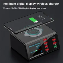 Intelligent Digital Wireless Charger 8 Ports PD QC 3.0 Fast USB Charging for Phone Samsung Huawei iPad Quick Battery Charging
