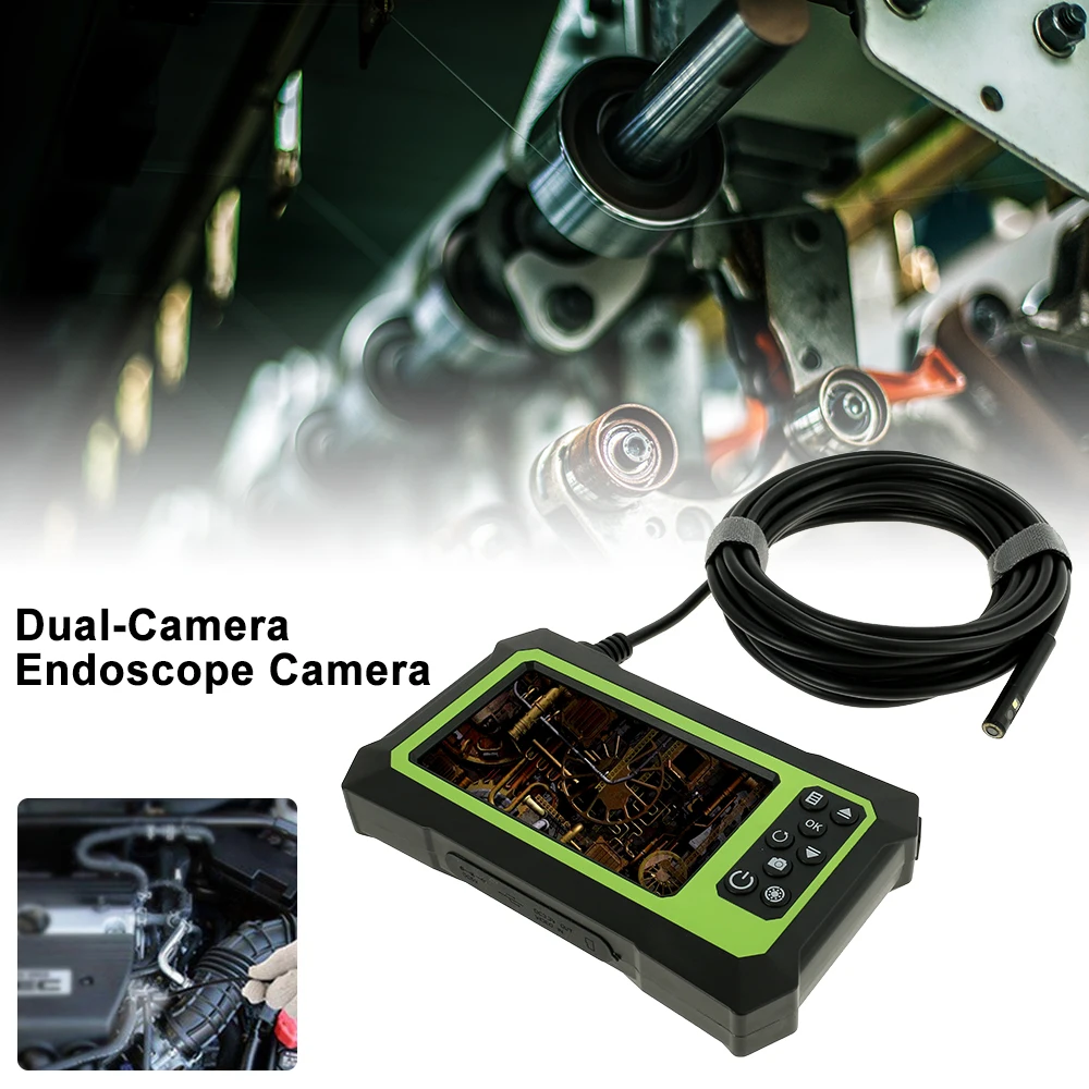 

Двойная камера водонепроницаемая 8 мм Гибкая труба для авторемонта 4,3 дюймовый экран IPS Ручной USB эндоскоп бороскоп осмотр