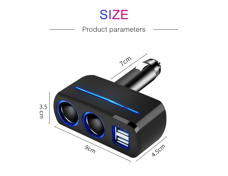ACCNIC Универсальный 2-сторонний разветвитель авто прикуривателя Dual USB Автомобильное зарядное устройство Зарядное устройство гнездо адаптера питания 2.1A/1.0A 80 Вт сплиттер Зарядное устройство 12V