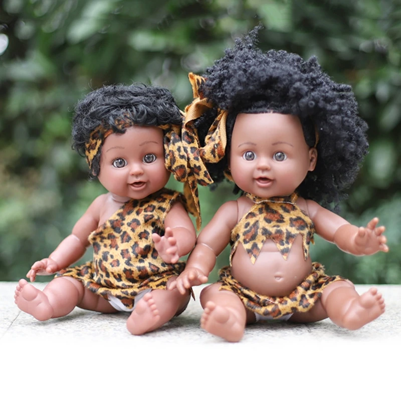 

P15C 35cm Black Doll African Girl Lifelike Babies Play Dolls Lifelike Fashion Toy for Kids Birthday Gift