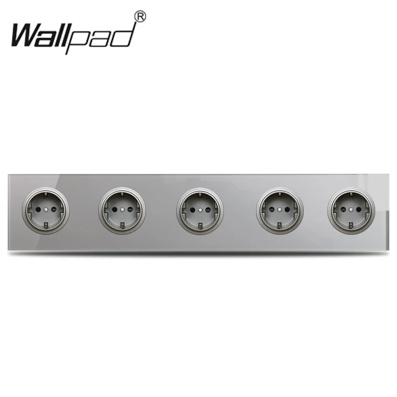 Европейская розетка Wallpad L6 Quintuple с 5 отверстиями электрическая Schuko серая панель из