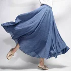 Юбка льняная женская, с высокой талией, повседневная, двухслойная, на резинке, для лета, 2020