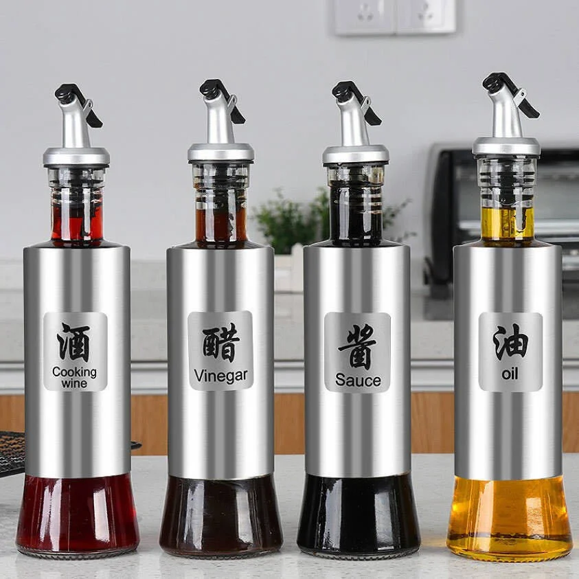 

Stainless Steel Glass Oil Can Soy Sauce Bottle Seasoning Bottle Kitchen Sorting Gadget