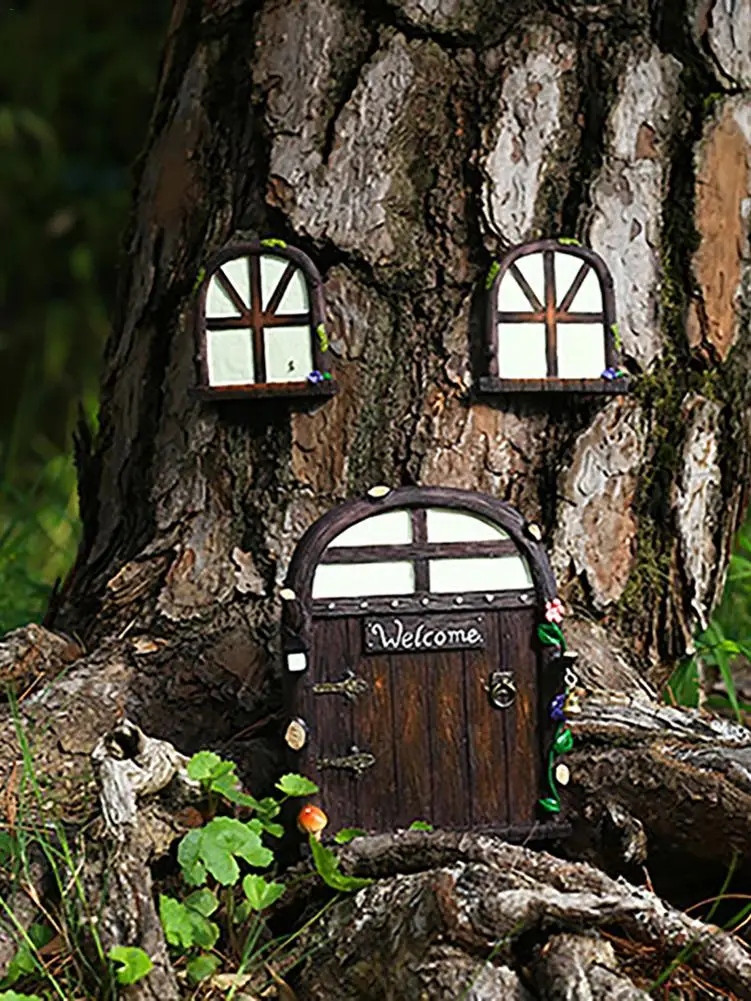 

2 мм мини-эльф, дверь с окном, картина «сделай сам», сказочные ворота, деревянная дверь, домашний сад, украшение для вечеринки, гном, производи...