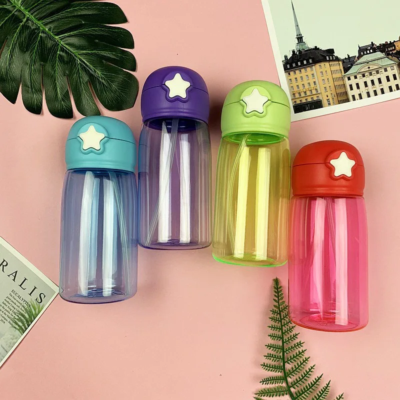 

Child Sport And Water Bottle With Straw Kid Drinkware Children Solid Color Small Cute Cups