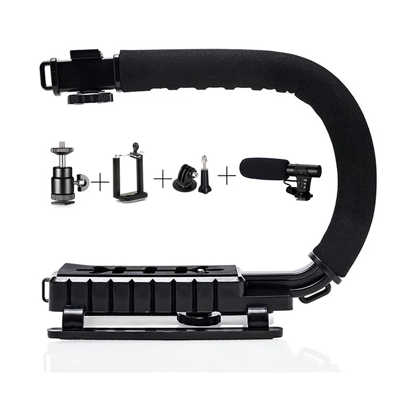 U Grip MIC05 Mamen U Grip камера стенд с кронштейном держатель ручка микрофона ручной стабилизатор для DSLR DV видео Vlog съемки фотографии - Цвет: U Grip MIC05