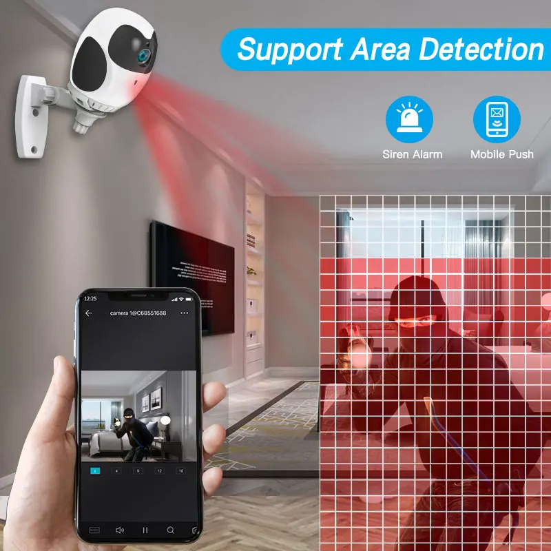 1080P H.265 Home Security Camera WiFi Wireless PTZ Full HD 4X Digital Zoom Indoor Mini Surveillance IP Cameras Battery Powered |