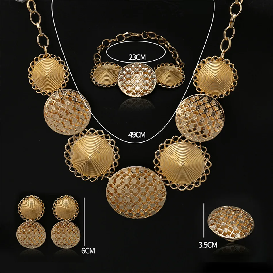 

Fani Dubai Gold designer Jewelry Set Big Design Nigerian Wedding woman accessories jewelry set Fashion African beads Jewelry Set