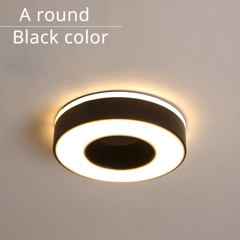A round black Дизайн, светодиодный потолочный светильник, коридор, художественная галерея, украшение, передняя Балконная лампа, крыльцо, белый, черный, Lamparas De Techo Plafondlamp - Цвет корпуса: A round black