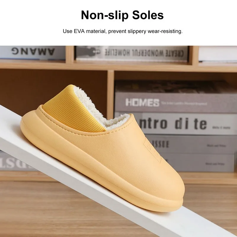 

Waterproof Non-Slip Home Slippers 2021 Spring Warm Home Women Indoor Cotton Ladies Soft Slippers Memory Foam Couples Shoes