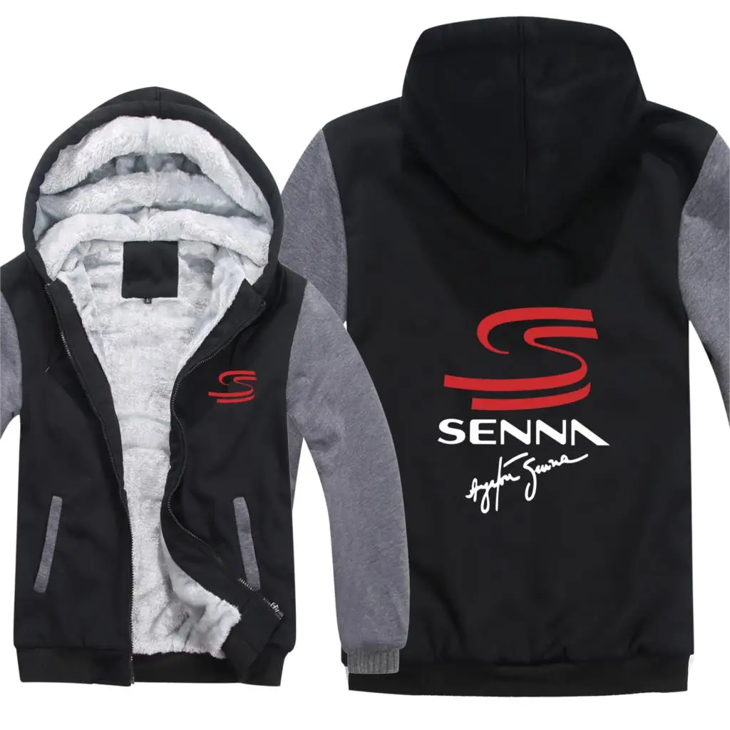 Ayrton Senna толстовки куртка мужская зимняя мужская повседневная шерстяная подкладка флис утолщаются Ayrton Senna толстовки с капюшоном