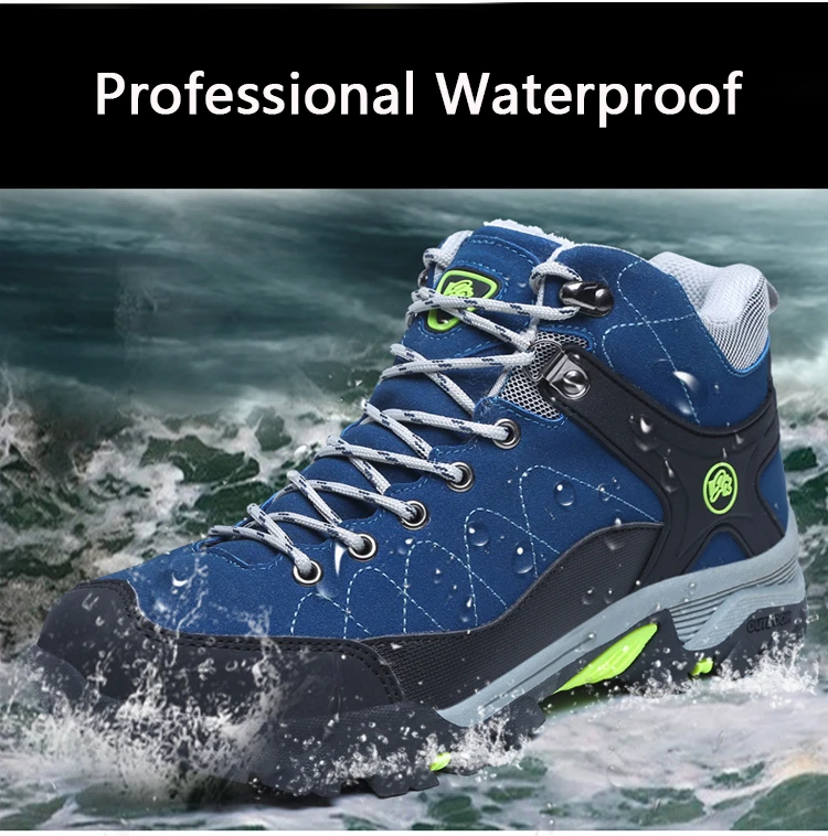 JUNJARM New Men Boots Winter With Fur Warm Snow Boots Men Winter Boots Work Shoes Men Footwear Fashion Rubber Ankle Shoes
