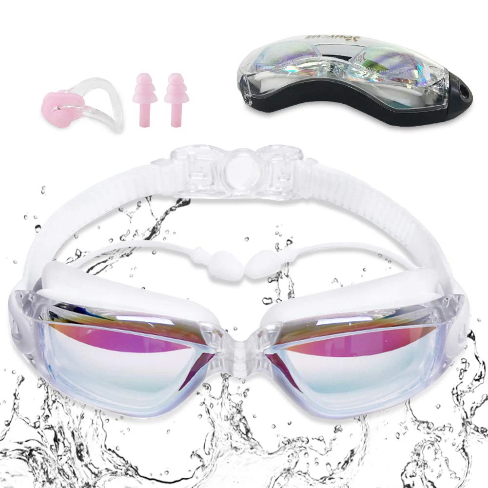 

Universal Anti-fog UV Protection Swimming Goggles Eyewear Diving Surfing Rafting Snorkeling Adjustable With Nose Clip Earplugs