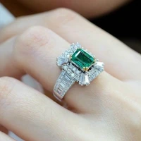 luxury fashion natural gemstone emerald ring women wedding engagement fine jewelry size 6 10