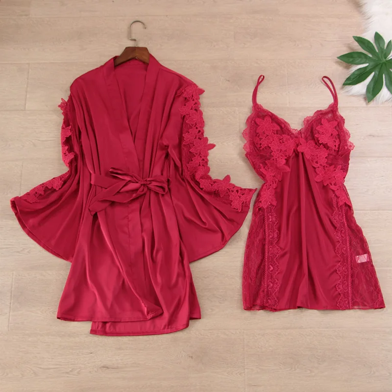 

Summer Lace Pajamas For Women New Design Sleepwear Bathrobe Daily Casual Lounge Home Lingerie Femme Sexy Robe