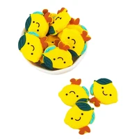 chenkai 10pcs silicone lemon beads diy baby cartoon teether shower necklace chewing pacifier dummy sensory toy accessories