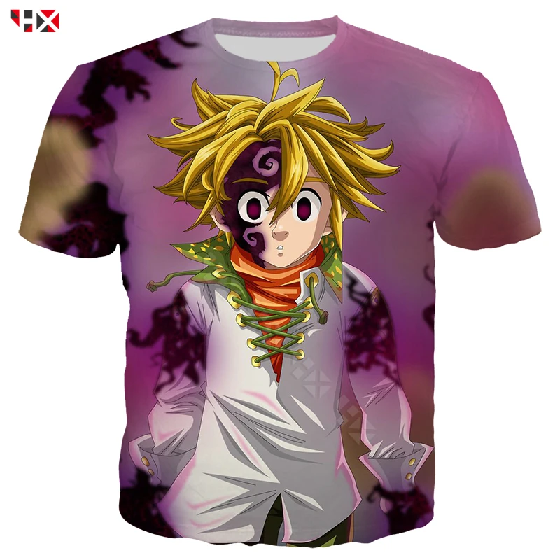 

The Seven Deadly Sins T Shirt Men Women 3D Print Meliodas Sin of Anger T Shirts Short Sleeve Harajuku Streetwear Casual Tops