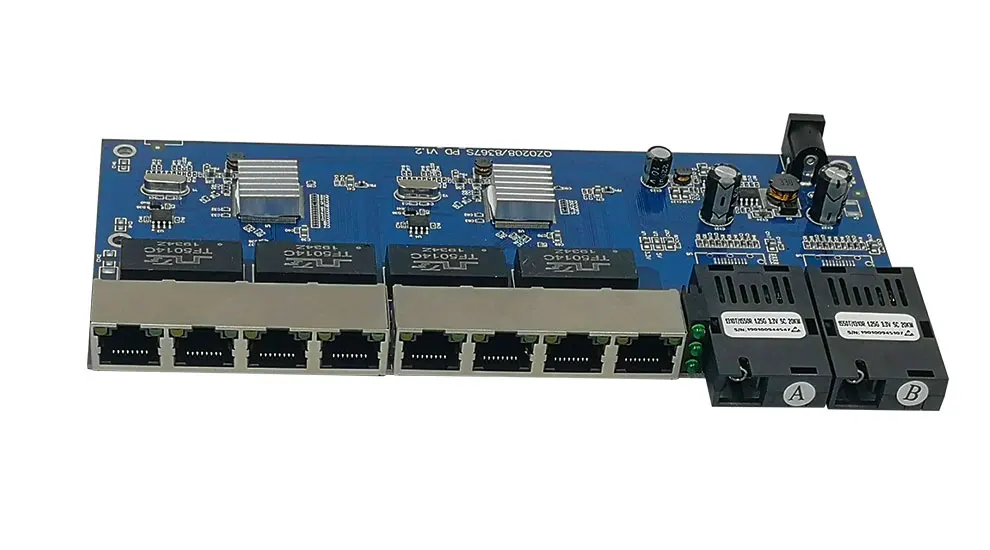 Reverse POE switch 8 RJ45 2 SC fiber Gigabit Ethernet switch media converter Fiber Optical UTP Port 10/100/1000M PCBA