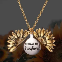 you are my sunshine open locket sunflower pendant necklace gold silver color bohemia necklace women jewelry friendship gifts