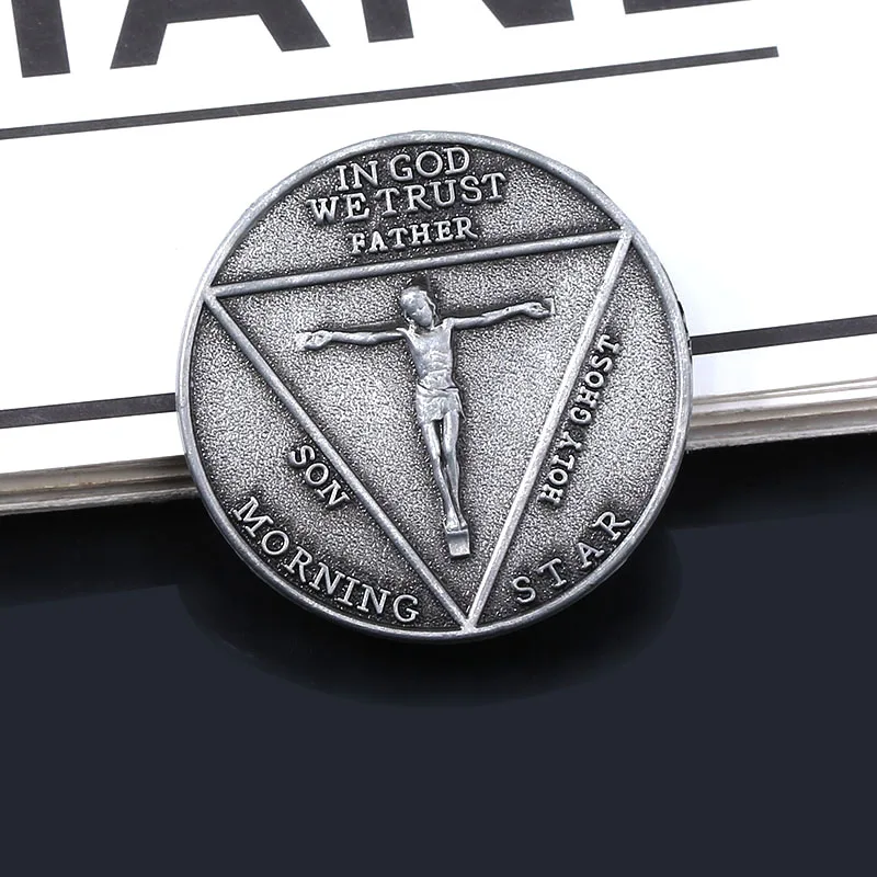 Lucifer Morning Star Satanic монета брелок древний старший свиток Дракон логотип для мужчин