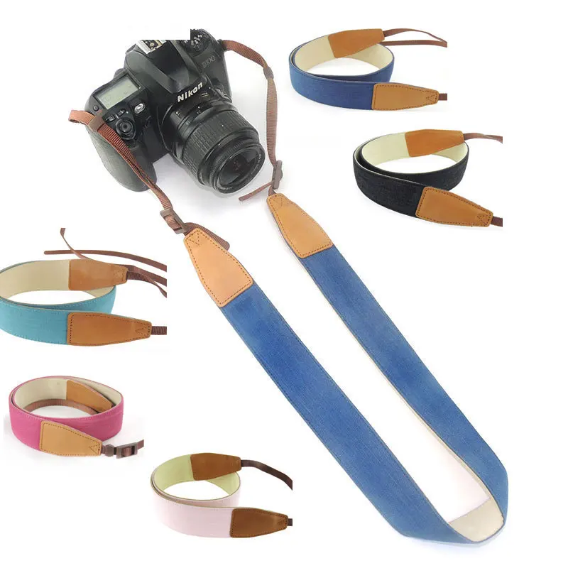 

Camera Strap Comfortable Decompression Denim Material Shoulder Neck Strap Apply For All Perforated Cameras For Canon