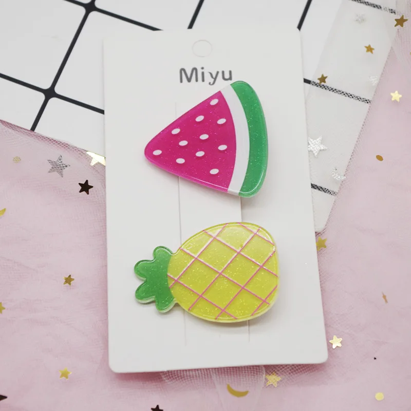 

Girls Acrylic Fruit Hairpins Ins Fashion Cute Seaside Clip Hairpin Korean Design Hair Clip Barrette Hair Accessories