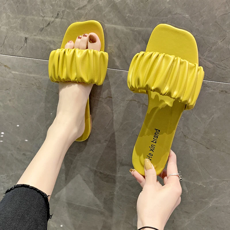 

Shoes Ladies' Slippers Luxury Slides Slipers Women Designer Soft 2021 Flat Summer Basic Rome PU Slippers Women Summer Luxury Sli