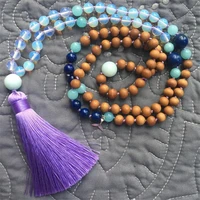 opal aguamarine gemstone tassel necklace 108 beads all saints day souvenir classic diy bohemia chain national style bless