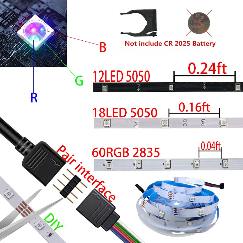 Рождественские украшения 2022 Светодиодная лента RGB 5050 без водонепроницаемого