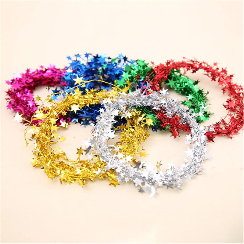 

Новинка 2021 г., рождественские украшения на елку, разноцветные украшения для дома из пятизвездочного ротанга, из железной проволоки