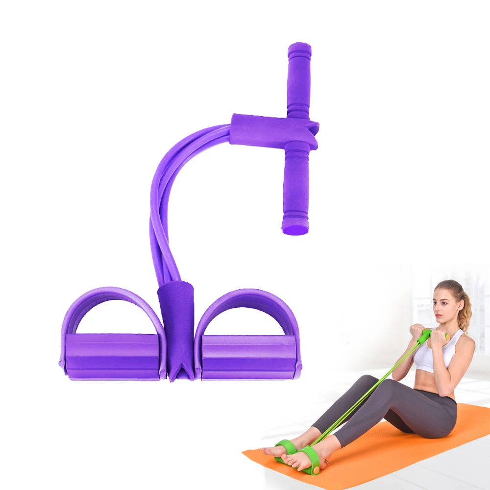 

New Fitness 4 Tube Bands Pedal Exerciser Sit-up Pull Rope Expander Elastic Resistance Bands Latex Yoga Equipment Pilates Workout