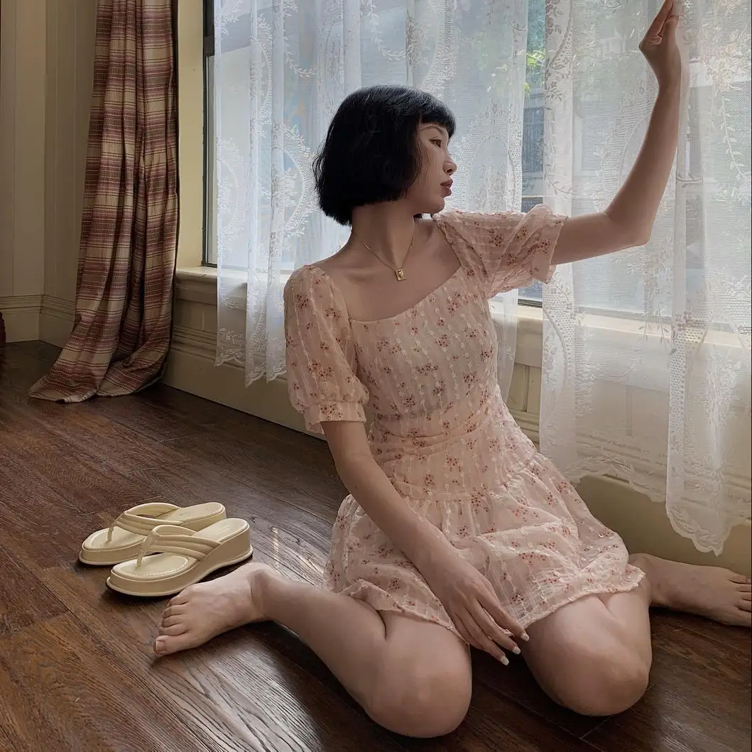 

chiffon summer women floral dress 13086#