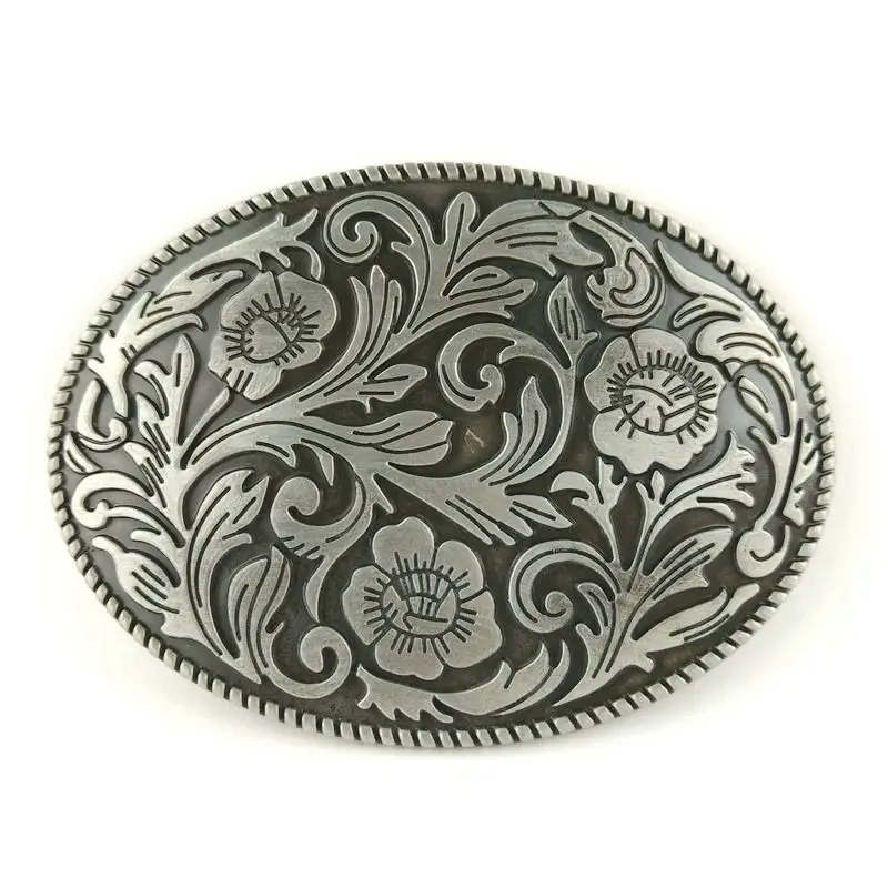 

Western Cowgirl Flower Southwest Indian Antique Silver Oval Metal Belt Buckle Cowboy DIY Accessories Drop Shipping Welcome