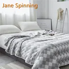 Трикотажное летнее одеяло, полноразмерное одеяло большого размера, дышащее, мягкое клетчатое покрывало, простыня, покрывало