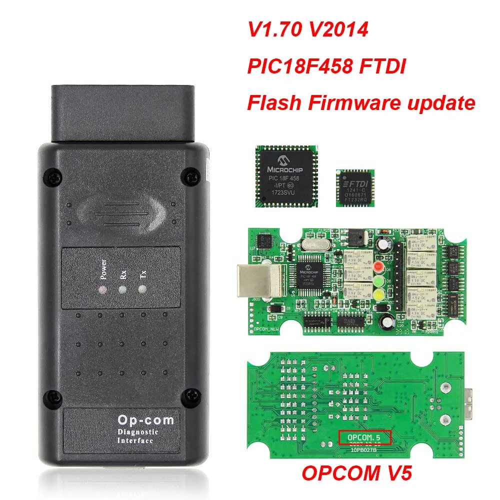 OPCOM V5 Для Opel OP COM 1,70 флэш-прошивка обновление OP-COM 1,95 PIC18F458 FIDI CAN BUS OBD OBD2 сканер Автомобильный Диагностический авто инструмент - Цвет: V1.70