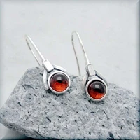 free shipping vintage silver color red opal earrings for women smart geometric dot earrings boutique jewelry wholesale