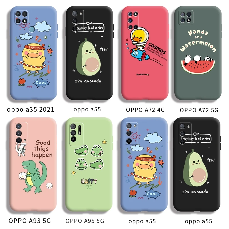 

Для oppo a35 2021 a55 A72 4G a72 5G A93 5G A95 5G корпус с мультяшным животным задняя крышка противоударный чехол из силикагеля