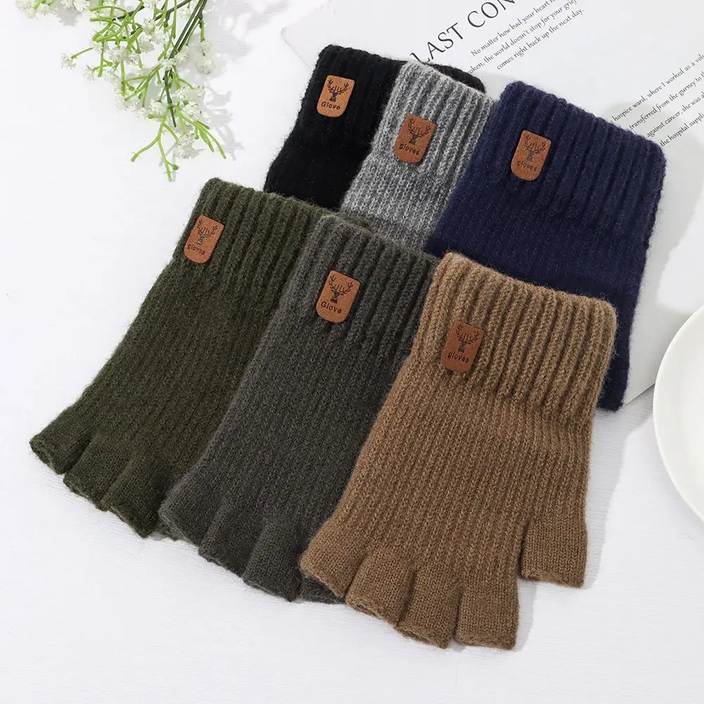 

Elastic Outdoor Biking Unisex Knitted Touch Screen Gloves Fingerless Gloves Half Finger Gloves Autumn and Winter