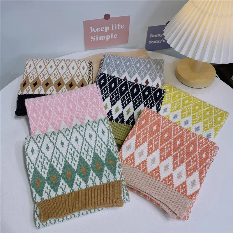 Винтажные клетчатые Детские шарфы Осень-зима 2022 теплый вязаный воротник