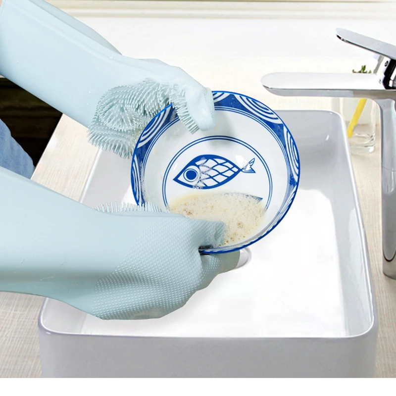 

Magic Silicone Dish Washing Gloves Kitchen Accessories Dishwashing Glove Household Tools for Cleaning Car Pet Brush